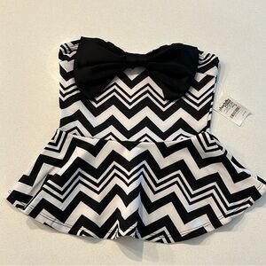Black and white strapless top from Charlotte Russe